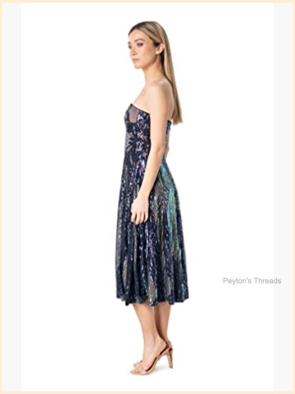 Women's Ruby Fit and Flare Midi Dress with Sequin Embellishment - Picture 2 of 3